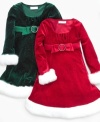 Dress her up in perfectly sweet style for a wonderful look this winter in this Santa dress from Bonnie Jean.