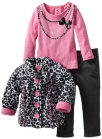 Nannette Baby-girls Infant 3 Piece Leopard Jacket Set, Grey, 24 Months Nannette Baby-girls Infant 3 Piece Leopard Jacket Set, Grey, 24 Months