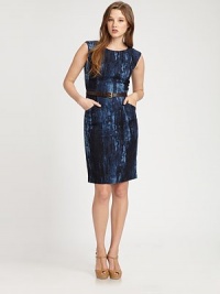 Eye-catching and elegant, this cotton dress has it all, including an irresistible print, a body-flattering silhouette and convenient pockets. Jewel necklineCap sleevesBelt includedFront pocketsConcealed back zipperFully linedAbout 25 from natural waistCottonDry cleanImported Model shown is 5'9½ (176cm) wearing US size 4. Eye-catching and elegant, this cotton dress has it all, including an irresistible print, a body-flattering silhouette and convenient pockets. Jewel necklineCap sleevesBelt includedFront pocketsConcealed back zipperFully linedAbout 25 from natural waistCottonDry cleanImported Model shown is 5'9½ (176cm) wearing US size 4.