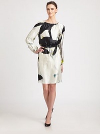 EXCLUSIVELY AT SAKS. This bohemian dress exudes casual sophistication in supple printed silk.Gathered jewel necklineLong blouson sleeves with gathered cuffsGathered waistbandSide slash pocketsAbout 24 from natural waistSilkDry cleanMade in Italy of imported fabricModel shown is 5'11 (180cm) wearing US size 4. EXCLUSIVELY AT SAKS. This bohemian dress exudes casual sophistication in supple printed silk.Gathered jewel necklineLong blouson sleeves with gathered cuffsGathered waistbandSide slash pocketsAbout 24 from natural waistSilkDry cleanMade in Italy of imported fabricModel shown is 5'11 (180cm) wearing US size 4.