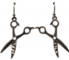 Trendy Sparkling Black Crystal Scissors Barber Shears Charms Dangle Earrings Hematite Plating