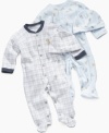 From head to toe. Keep him covered in cuteness with one of these darling footed coverall and beanie sets from First Impressions.