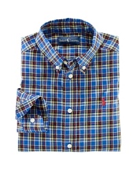 A cotton oxford button-down shirt embroidered with Ralph Lauren's pony offers a handsome, preppy-in-plaid look. A cotton oxford button-down shirt embroidered with Ralph Lauren's pony offers a handsome, preppy-in-plaid look.