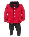 Crest-embellished buttons lend a decidedly grown-up feel to an adorable cotton jacket that comes with a comfy legging.