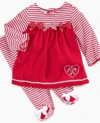 Wonderful 2 piece set by First Impressions includes a lovely contrast tunic and leggings by First Impressions. Wonderful 2 piece set by First Impressions includes a lovely contrast tunic and leggings by First Impressions.