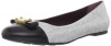 Marc by Marc Jacobs Women's 626070/12 Ballet Flat,Silver Embossed Logo,37.5 EU/37.5-7.5 M US