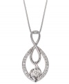 Everlasting elegance. Sirena's necklace features a infinity-sign-shaped pendant adorned with full-cut diamonds (1/3 ct. t.w.) for a glamorous touch. Set in 14k white gold. Approximate length: 18 inches. Approximate drop: 1/2 inch.
