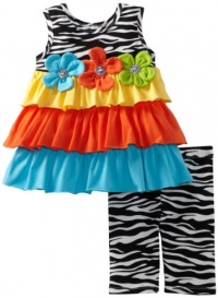 Bonnie Jean Girls 2-6X Zebra Print and Colorblock Legging Set, Black, 3T Bonnie Jean Girls 2-6X Zebra Print and Colorblock Legging Set, Black, 3T
