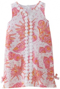 Lilly Pulitzer Girls 2-6x Little Lilly Lace Trimmed Shift Dress, Resort White Conched Out, 2