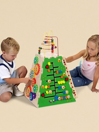 Five is the lucky number when you find this many toys in one! Beautifully designed pyramid combines The Caterpillar Pathfinder, Marble Run, Ladybug Counter, Gear Fun and Busy Rollercoaster to create a challenging multitude of learning and developmental skills including: Counting skills, Color recognition, Eye-hand coordination and, Cooperative play Recommended for ages 3 & up 18 x 18 x 27 Five is the lucky number when you find this many toys in one! Beautifully designed pyramid combines The Caterpillar Pathfinder, Marble Run, Ladybug Counter, Gear Fun and Busy Rollercoaster to create a challenging multitude of learning and developmental skills including: Counting skills, Color recognition, Eye-hand coordination and, Cooperative play Recommended for ages 3 & up 18 x 18 x 27