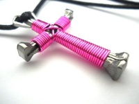 Rose Pink Horseshoe Nail Cross Necklace Rose Pink Horseshoe Nail Cross Necklace