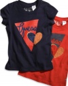 GUESS Kids Girls Little Girl Triangle Heart Tee, ORANGE (3T)