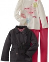 Calvin Klein Girls 2-6X Jacket With Tee And Pink Jean, Gray, 5