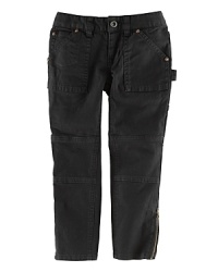 Taking a fashionable cue from carpenter-style denim, a pair of skinny jeans has multiple pockets for storage and zippers at the ankles for a hint of cute edge. Taking a fashionable cue from carpenter-style denim, a pair of skinny jeans has multiple pockets for storage and zippers at the ankles for a hint of cute edge.