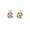 14K Yellow Gold Plated Red Snail CZ Stud Earrings with Screw-back for Children & Women