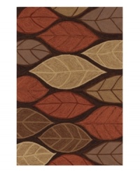A mod leaf motif makes an instant impression in any outdoor space. This indoor/outdoor area rug from Dalyn features earthy espresso tones on hand-hooked polypropylene for superb durability when exposed to the elements. A mod leaf motif makes an instant impression in any outdoor space. This indoor/outdoor area rug from Dalyn features earthy espresso tones on hand-hooked polypropylene for superb durability when exposed to the elements.