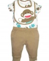 Baby Starters Baby-boys Newborn Sock Monkey 3 Piece Clothing Set, Tan, 0-3 Months