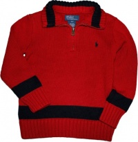 Ralph Lauren Toddler Boy's Mockneck Single Stripe Sweater, Red, 2/2T Ralph Lauren Toddler Boy's Mockneck Single Stripe Sweater, Red, 2/2T