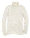 A classic turtleneck is rendered in ultra-soft stretch cotton jersey with a high ruched collar that can be folded or scrunched.