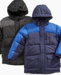 Insulated and warm with a detachable hood, this jacket from S. Rothschild is wind and water resistant. Insulated and warm with a detachable hood, this jacket from S. Rothschild is wind and water resistant.