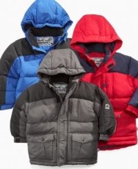 Insulated and warm with a detachable hood, this jacket from S. Rothschild is wind and water resistant. Insulated and warm with a detachable hood, this jacket from S. Rothschild is wind and water resistant.
