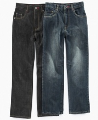An essential element for any boy's wardrobe, these Sean John jeans are classic and comfortable. An essential element for any boy's wardrobe, these Sean John jeans are classic and comfortable.