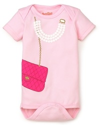 Grandma's little girl looks great in Sara Kety's soft cotton bodysuit, decked out in a charming pearl and handbag print for super grown-up style. Grandma's little girl looks great in Sara Kety's soft cotton bodysuit, decked out in a charming pearl and handbag print for super grown-up style.