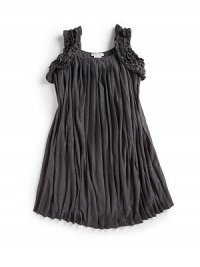 THE LOOKRuffle appliqués adorn the shoulder strapsAllover accordion pleatsA-line shapeTHE MATERIAL65% polyester/35% viscose rayonCARE & ORIGINHand washImported THE LOOKRuffle appliqués adorn the shoulder strapsAllover accordion pleatsA-line shapeTHE MATERIAL65% polyester/35% viscose rayonCARE & ORIGINHand washImported