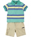 Nautica Baby-Boys Infant 2 Piece Striped Polo Short Set