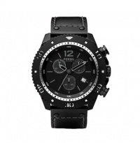 Fossil Men's JR1202 Black Leather Strap Black Analog Dial Chronograph Watch Fossil Men's JR1202 Black Leather Strap Black Analog Dial Chronograph Watch