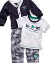 GUESS Kids Boys Baby Cardigan, Tee & Pants Set (0 - , NAVY (0/3M)