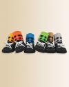 Six pairs of colorful plaid, tennis shoe-printed socks, packaged in a keepsake gift box.80% cotton/17% acrylic/3% spandexMachine washImported