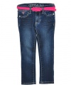 GUESS Kids Girls Microflare Jeans with Sash, MEDIUM STONE (3T)