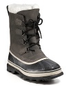 This rugged all-weather boot from Sorel keeps you warm and dry under any conditions, with a rubber shell toe and sides, waterproof leather upper and cozy sherpa cuff.