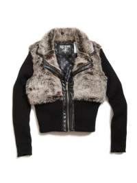 GUESS Kids Girls Big Girl Long-Sleeve Faux-Fur Sweater Wi, BLACK (7/8) GUESS Kids Girls Big Girl Long-Sleeve Faux-Fur Sweater Wi, BLACK (7/8)