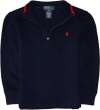 Polo Ralph Lauren Toddler Boys Tipped Half Zip Pullover, Navy, 2/2T