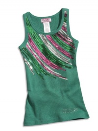 GUESS Kids Girls Little Girl Embellished Tank, GREEN (4) GUESS Kids Girls Little Girl Embellished Tank, GREEN (4)