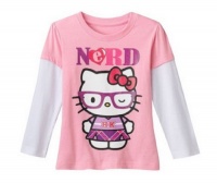 Hello Kitty Nerd Tee - Pink Glitter Graphic Toddler Girl HK Geek Mock Layer Long Sleeve Top (4T) Hello Kitty Nerd Tee - Pink Glitter Graphic Toddler Girl HK Geek Mock Layer Long Sleeve Top (4T)