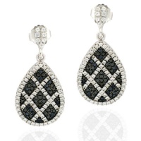 Ryssa925 Micropave Series - Silver & Multicolor Sworovski Cubic Zirconia Black & White Cross Hatch Earrings Ryssa925 Micropave Series - Silver & Multicolor Sworovski Cubic Zirconia Black & White Cross Hatch Earrings