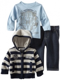 Kenneth Cole Baby-boys Infant Hooded Sweater And Tee With Jeans, Assorted, 12 Months