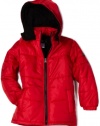 Iextreme Boys 8-20 Ripstop Puffer Hooded Jacket, Red, 18