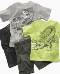 He'll bare his teeth in a huge grin when he's wearing this t-shirt and cargo short 2-piece set from Kids Headquarters. He'll bare his teeth in a huge grin when he's wearing this t-shirt and cargo short 2-piece set from Kids Headquarters.