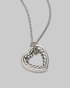 From the Cable Heart Collection. Both sweet and sophisticated, a graceful heart of cabled sterling silver with signature accents of 18k gold hangs from a sterling silver box chain. Sterling silver and 18k yellow gold Chain length, about 16 Pendant length, about 1 Lobster clasp Made in USA