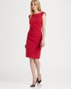 EXCLUSIVELY AT SAKS. Easily go from work to dinner in this sultry cap-sleeve dress with asymmetrical ruching and just enough stretch to turn heads. BoatneckCap sleevesAsymmetrical ruchingAbout 23 from natural waist71% viscose/23% polyamide/6% elastaneDry cleanImportedModel shown is 5'10 (177cm) wearing US size 2.
