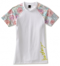 Hurley Girls 7-16 Every Rose Rash Guard Short Sleeve Shirt, White, Medium Hurley Girls 7-16 Every Rose Rash Guard Short Sleeve Shirt, White, Medium