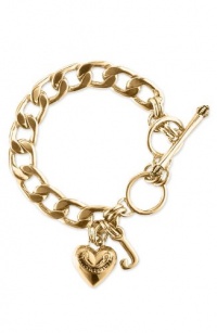 Juicy Couture Girl's Chain Link Starter Bracelet w Heart & J Charms Gold Juicy Couture Girl's Chain Link Starter Bracelet w Heart & J Charms Gold