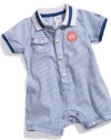 GUESS Kids Boys Striped Romper with Stripe Collar (0 - 9, STRIPE (0/3M)