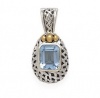 925 Silver & Blue Topaz Basket-Weave Pendant with 14k Gold Accents