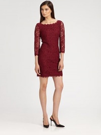 EXCLUSIVELY AT SAKS. Semi-sheer floral lace lends a touch of romance to this skin-baring design with scalloped trim. BoatneckSheer sleevesScalloped edgingCenter back zipLined bodyAbout 19 from natural waist70% rayon/30% nylonDry cleanImportedModel shown is 5'10 (177cm) wearing US size 4. EXCLUSIVELY AT SAKS. Semi-sheer floral lace lends a touch of romance to this skin-baring design with scalloped trim. BoatneckSheer sleevesScalloped edgingCenter back zipLined bodyAbout 19 from natural waist70% rayon/30% nylonDry cleanImportedModel shown is 5'10 (177cm) wearing US size 4.