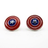 DaisyJewel Exclusive Captain America Shield 5/8 In. Round Stud Silver Blue & Red Enamel Patriotic Star Earrings - Top Seller - Be Your Own Avenger Superhero & Save the Day - Skin-Safe & Hypoallergenic - For Pierced Ears - Show Your Support & Celebrate Vet